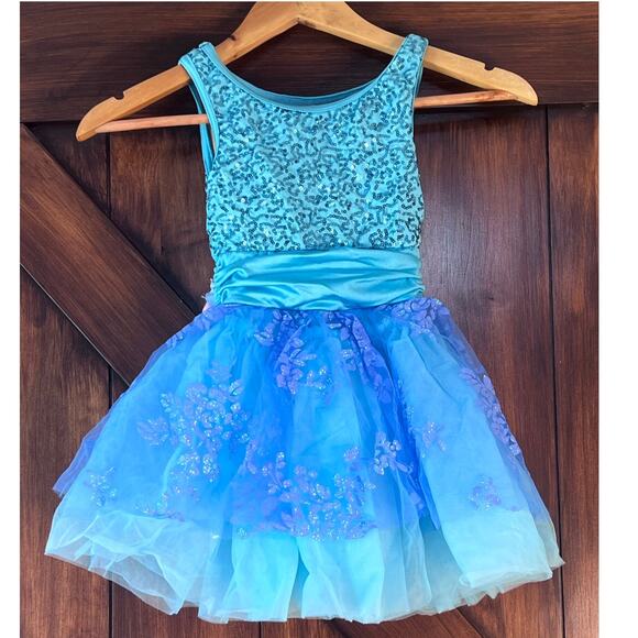 Weissman Blue Sequin Tulle Leotard Tutu Dance Dress Size SC - Picture 2 of 8